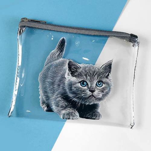 

Косметичка пластиковая прозрачная Visible Серый котик Presentville 18,5х15 см 000177177