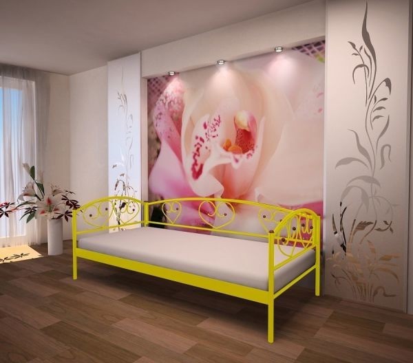 

Односпальная кровать металлическая Метакам Darina Lux 190x80 Желтая