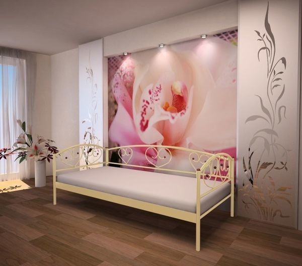 

Полуторная кровать металлическая Метакам Darina Lux 190x140 Бежевая