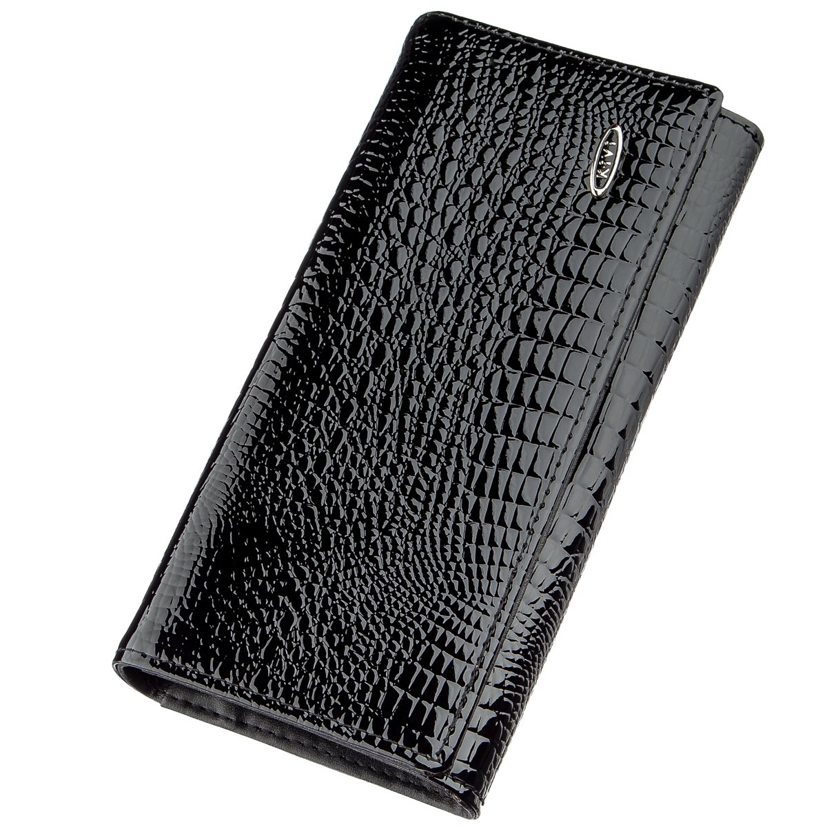 

Кошелек женский из экокожи лаковый KIVI 19012 Черный