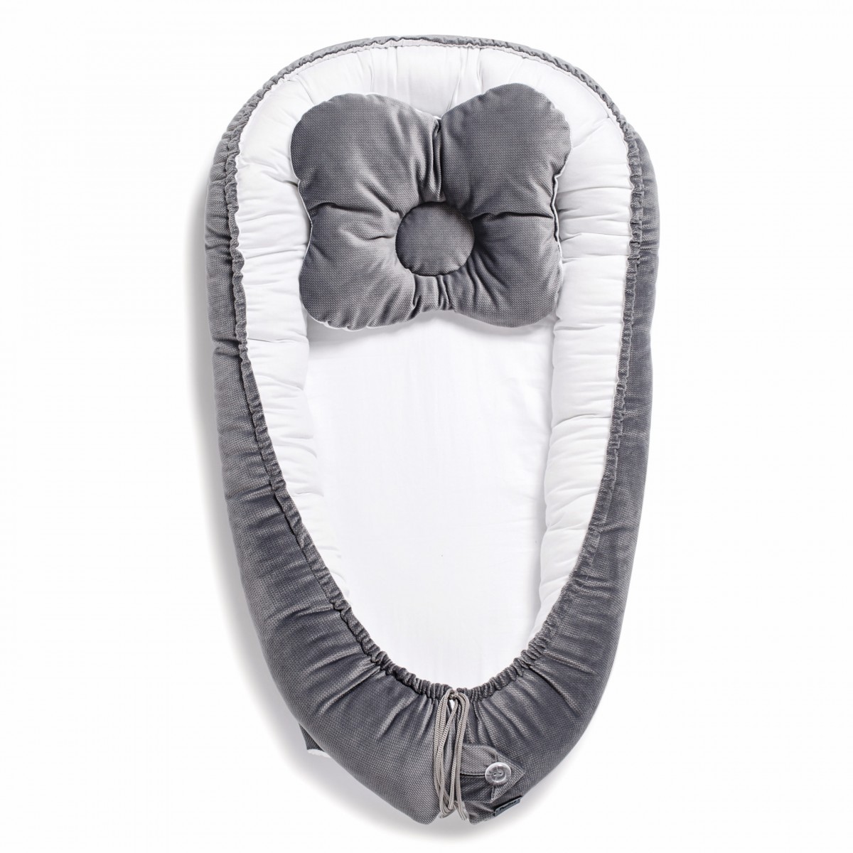 

Кокон для новорожденных Twins Velvet 9064 с подушкой Серый/Белый