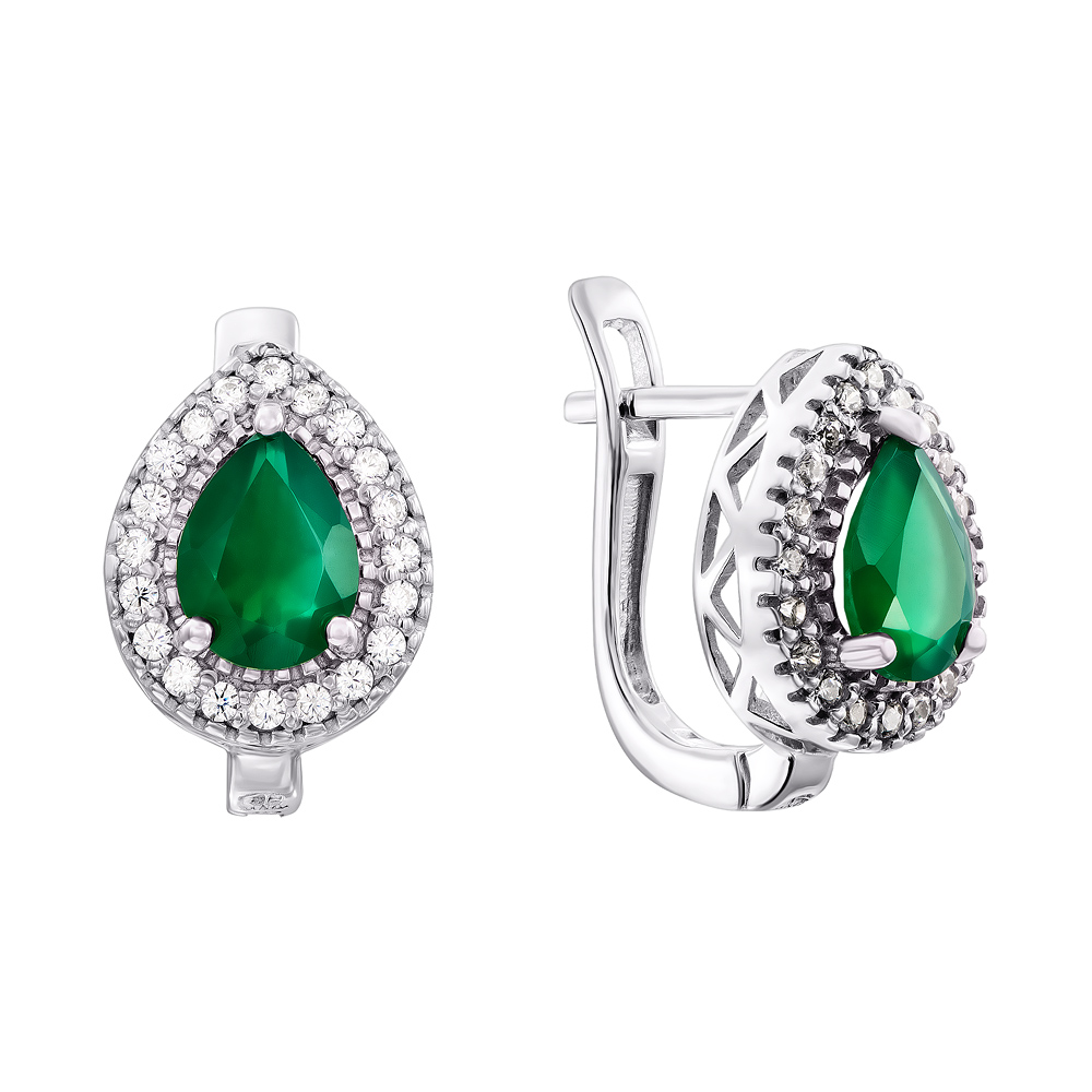 

Серебряные серьги с агатом и фианитами 000137246