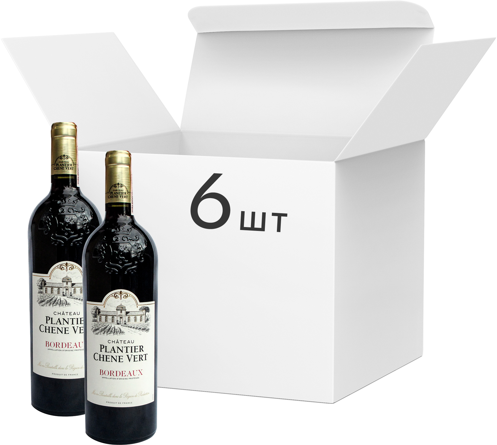Акція на Упаковка вина Les Grands Chais de France Chateau Plantier Chene Vert Bordeaux красное сухое 13.5% 0.75 л х 6 шт (3500611160331) від Rozetka UA