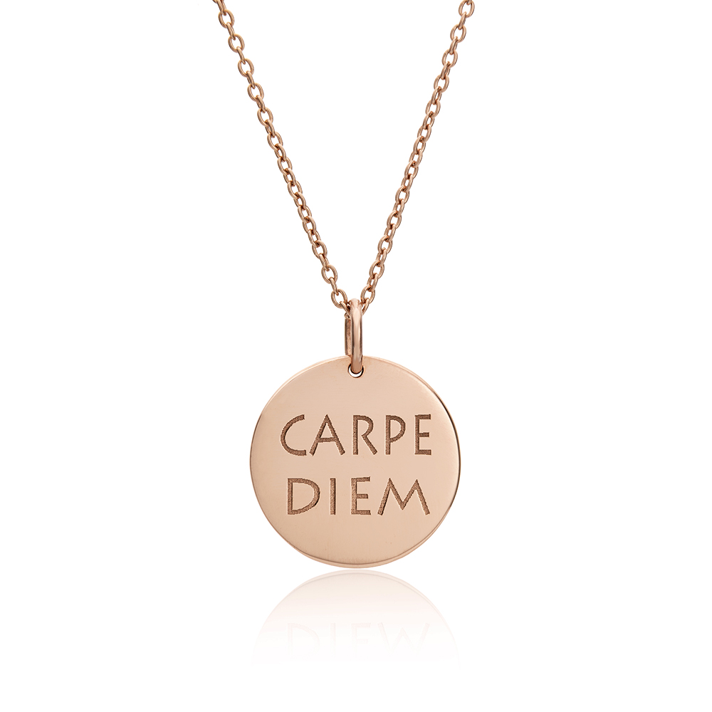 

Подвеска круглая Carpe diem на цепочке 40 см позолота