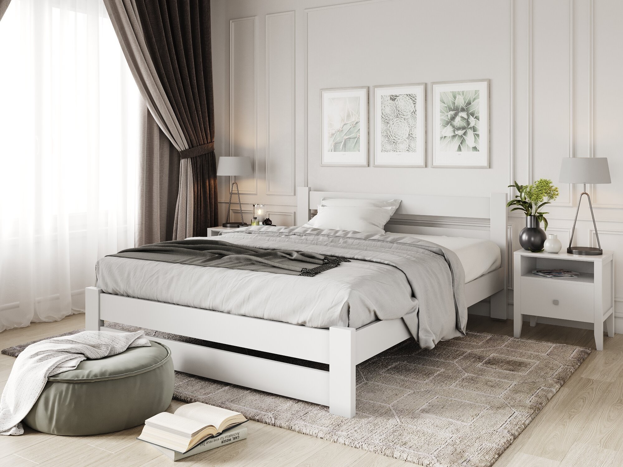 

Двуспальная кровать ArtWood Талин 140х200 белый