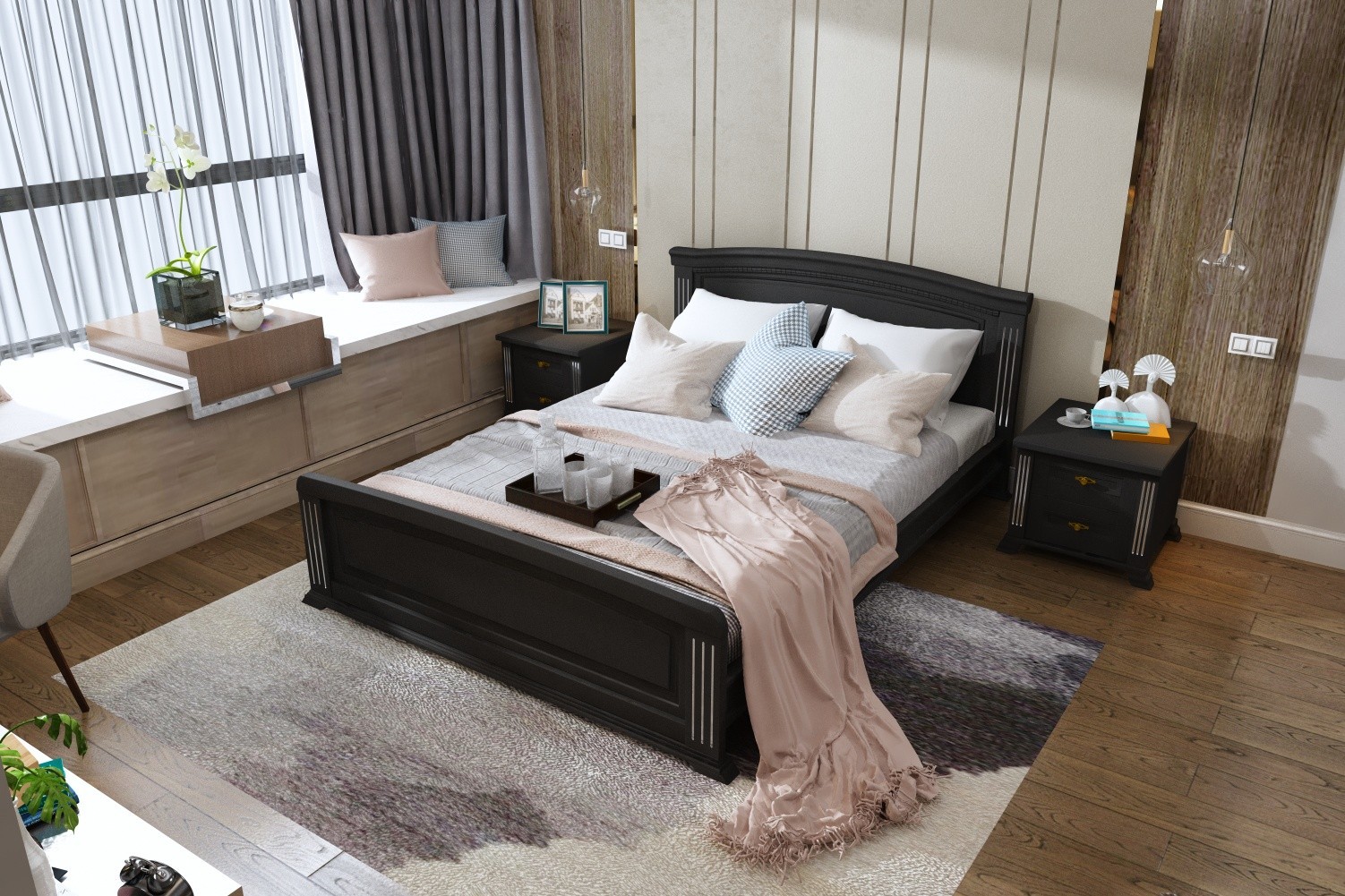 

Двуспальная кровать ArtWood Локарно 140х200 венге