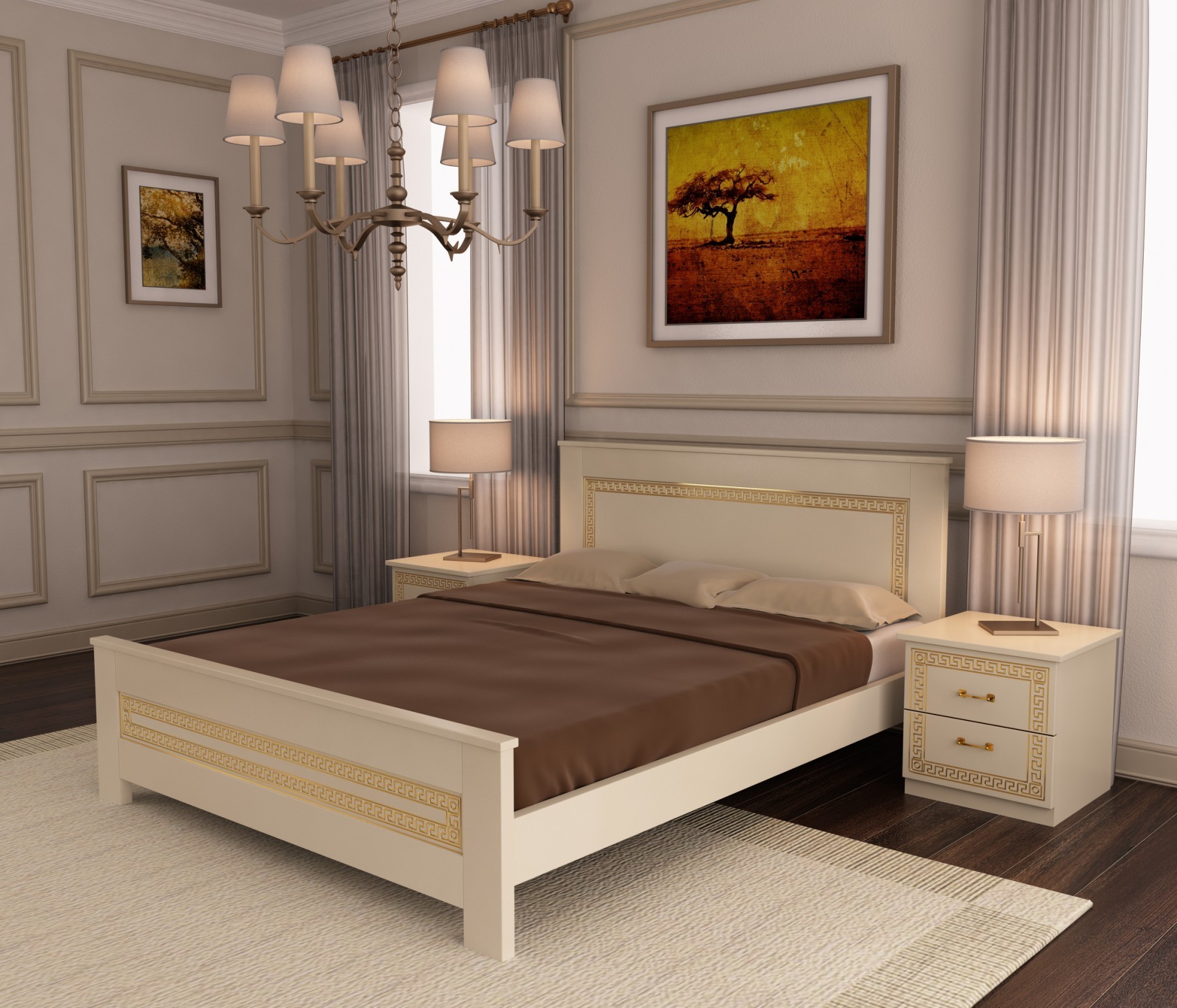 

Двуспальная кровать ArtWood Мадрид 140х200 айвори