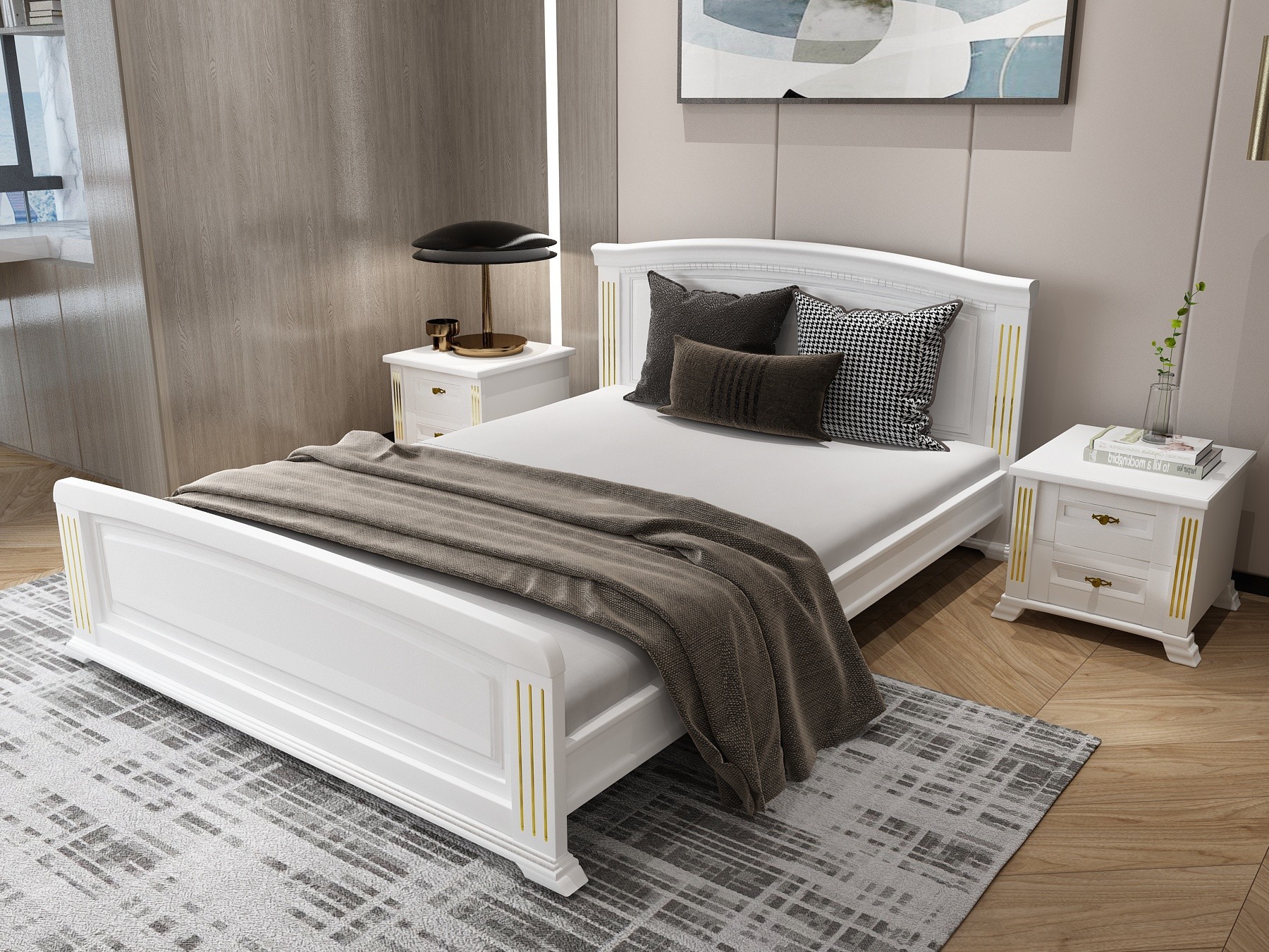 

Двуспальная кровать ArtWood Афина 140х200 белый