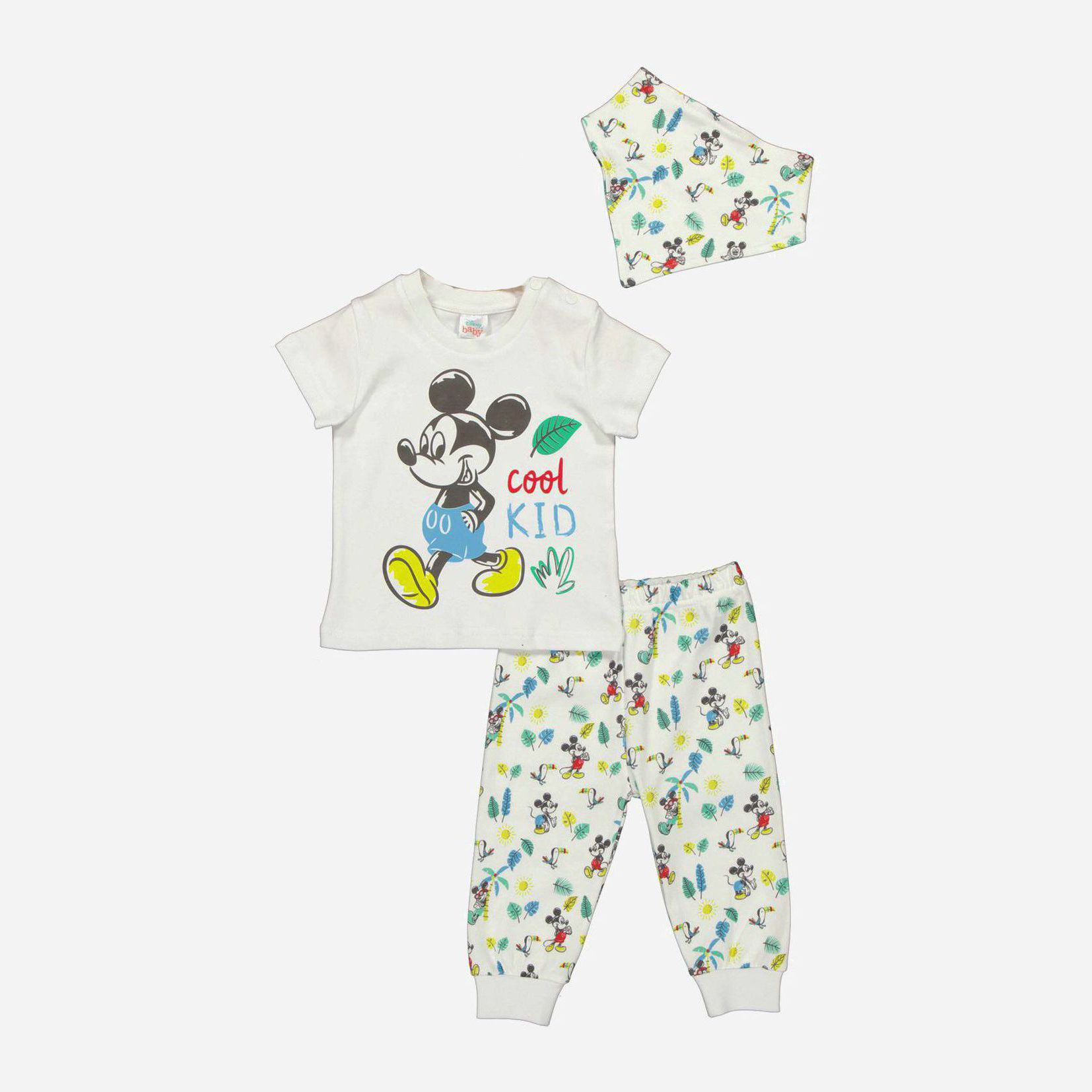 

Костюм (косынка + футболка + штаны) Disney Mickey Mouse MC17248 62-68 см Белый
