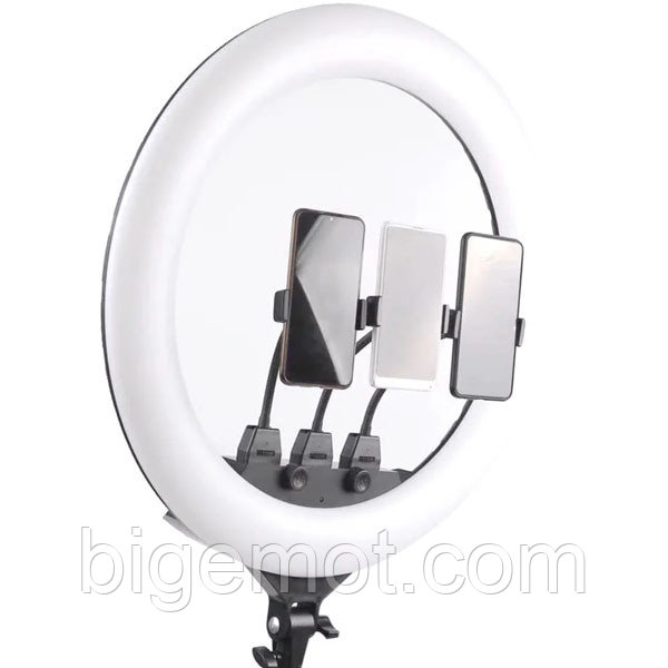 

Профессиональная кольцевая LED лампа SLP-G63 55 см с тремя держателями, штативом и пультом
