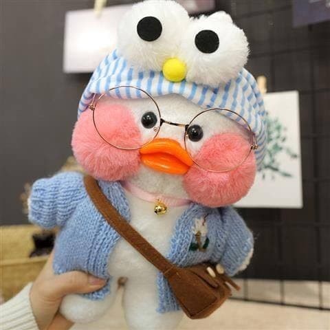 

Уточка лалафанфан (lalafanfan) белая в шапке и очках 32 см