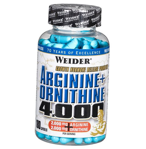 

Аргинин и Орнитин, L-Arginine+Ornithine 4000, Weider 180капс (27089012)