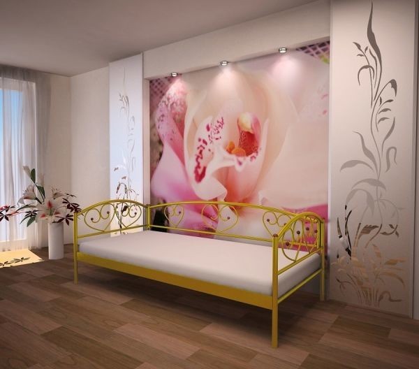 

Двуспальная кровать металлическая Метакам Darina Lux 200x180 Золото