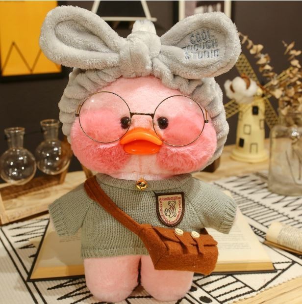 

Плюшевая Игрушка Уточка Лалафан Lalafanfan Duck 30см в сером