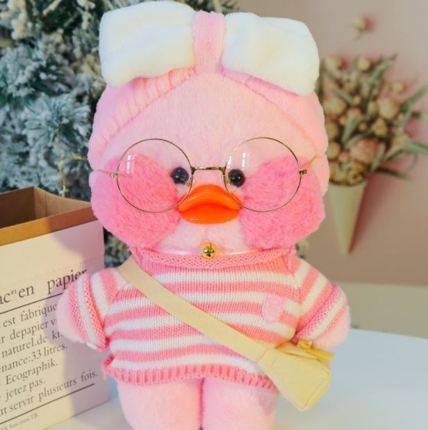 

Плюшевая Игрушка Уточка Лалафан Lalafanfan Duck 30см в розовом