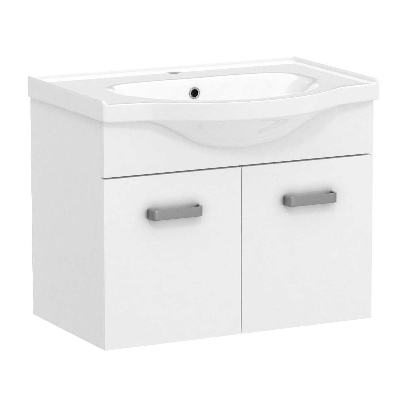 

BUTTERFLY комплект мебели 65см, белый: тумба подвесная, 2 дверцы + умывальник накладной арт RZJ201