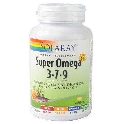 

Омега 3-7-9 с витамином D-3, Super Omega 3-7-9, Solaray, 120 гелевых капсул (6342241)