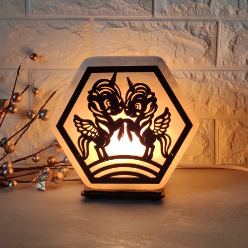 

Соляная лампа EcoDecorLamp шестигранная Единороги ХДФ