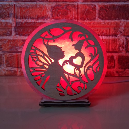 

Соляная лампа EcoDecorLamp круглая Фея с сердцем красный