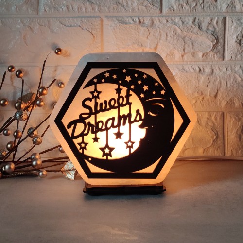 

Соляная лампа EcoDecorLamp шестигранная Сладких снов ХДФ