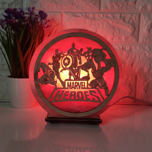 

Соляная лампа EcoDecorLamp круглая Марвел красная