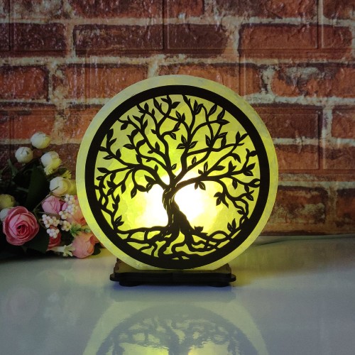 

Соляная лампа EcoDecorLamp круглая Дерево 4 ХДФ зелёная