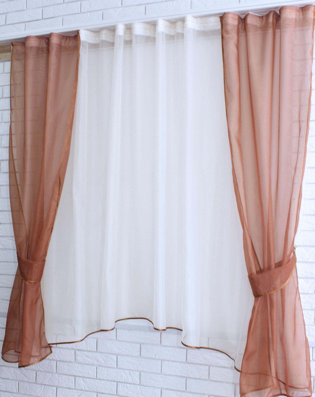 

Кухонные шторы и тюль Chtextil кофейный с бежевым 038к