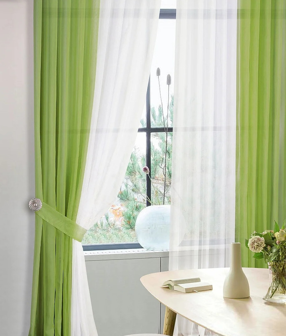 

Шторы Chtextil из вуали, цвет салатовый На карниз 4м