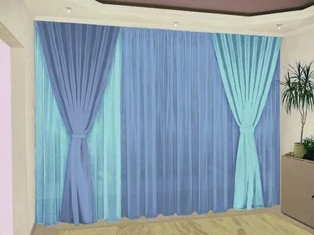 

Комплект штор и тюли Chtextil Синий