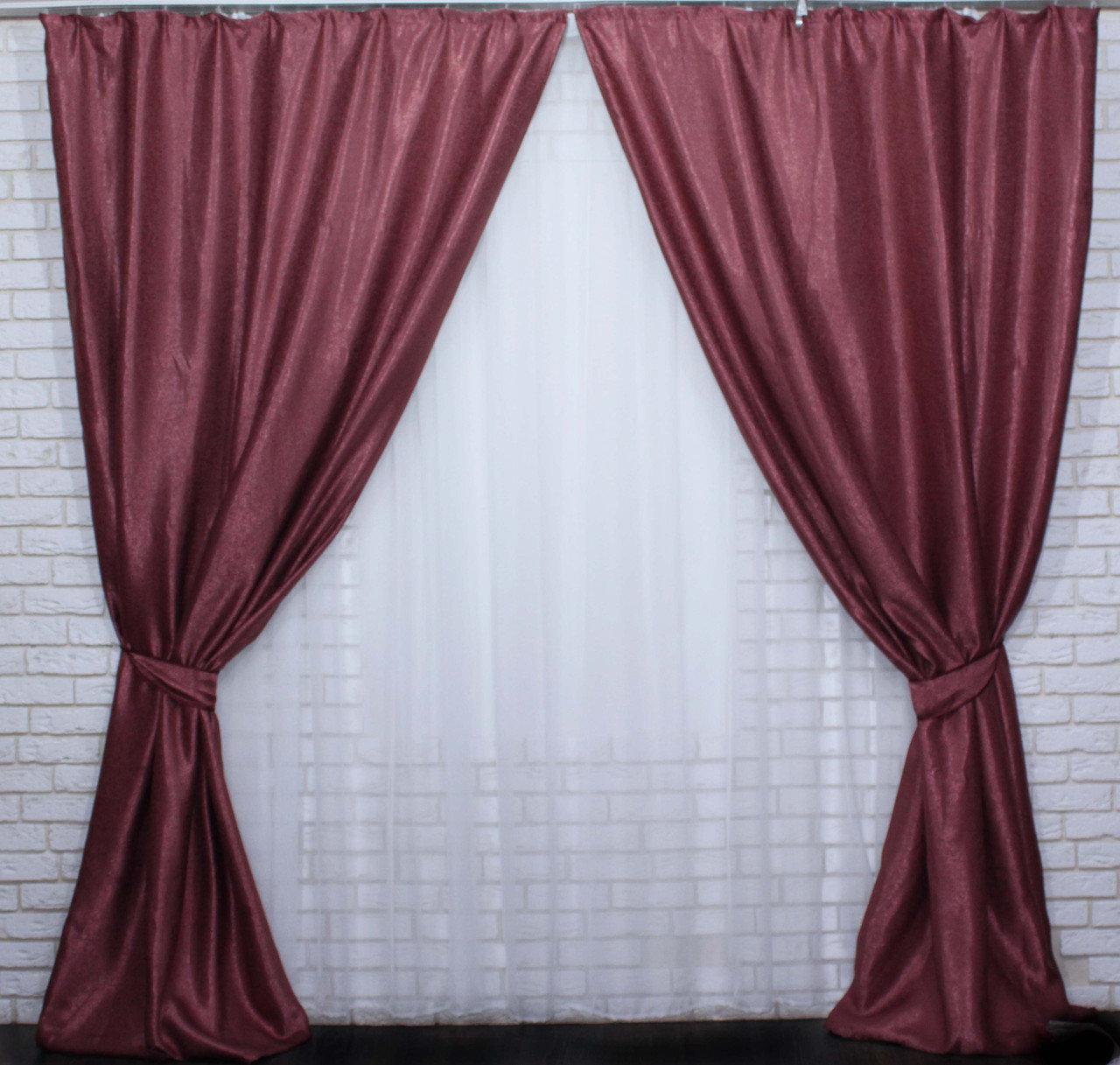 

Комплект штор Chtextil з тканини блекаут -софт Люкс Бордовый Ширина каждой шторы по 1.5м