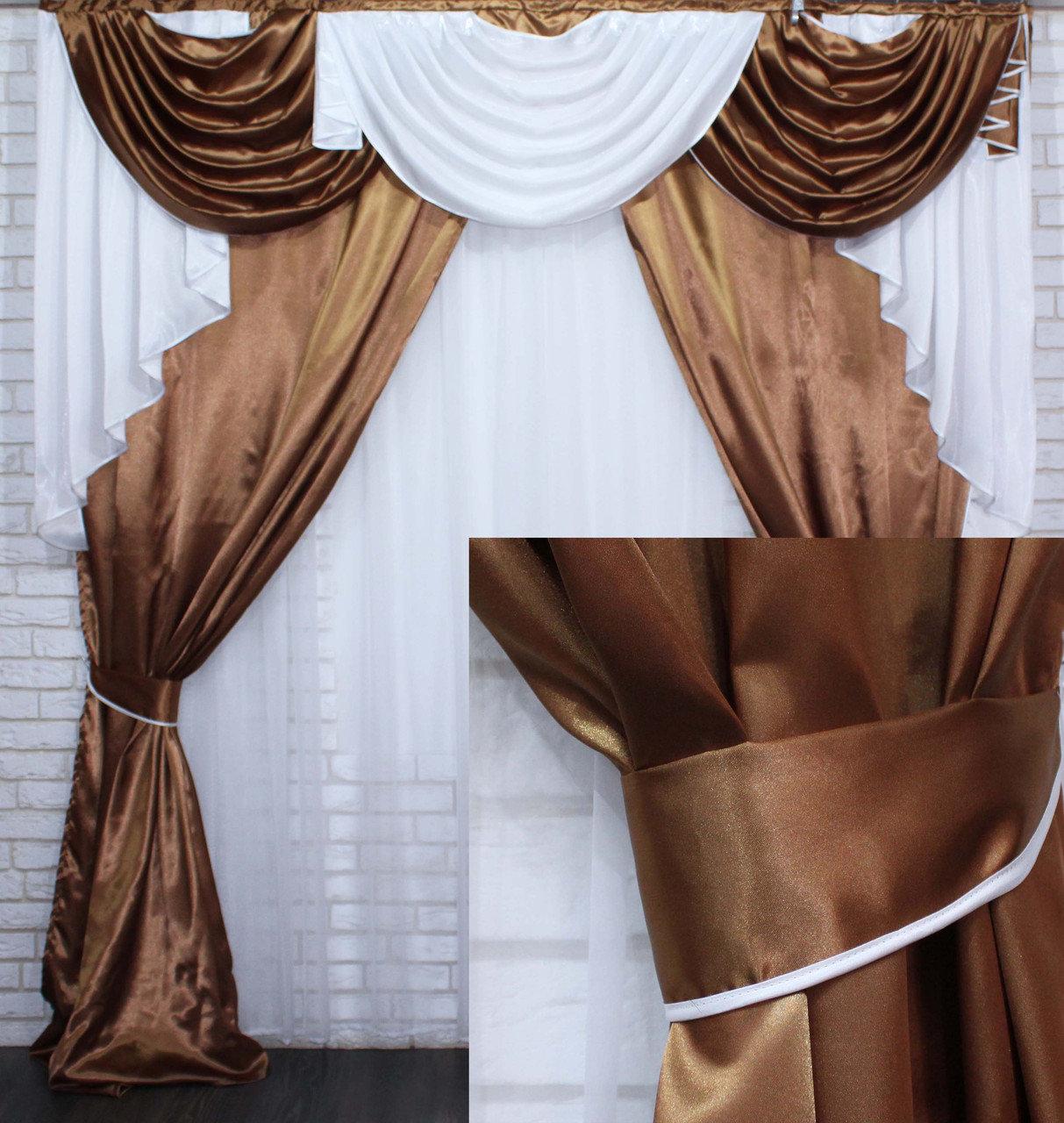 

Ламбрекен с портьєрами Chtextil 3м. Модель №82 Коричневий/Білий
