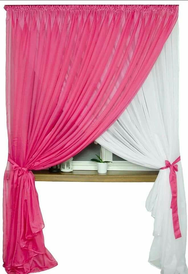 

Шифоновые шторы Chtextil Розовый с белым