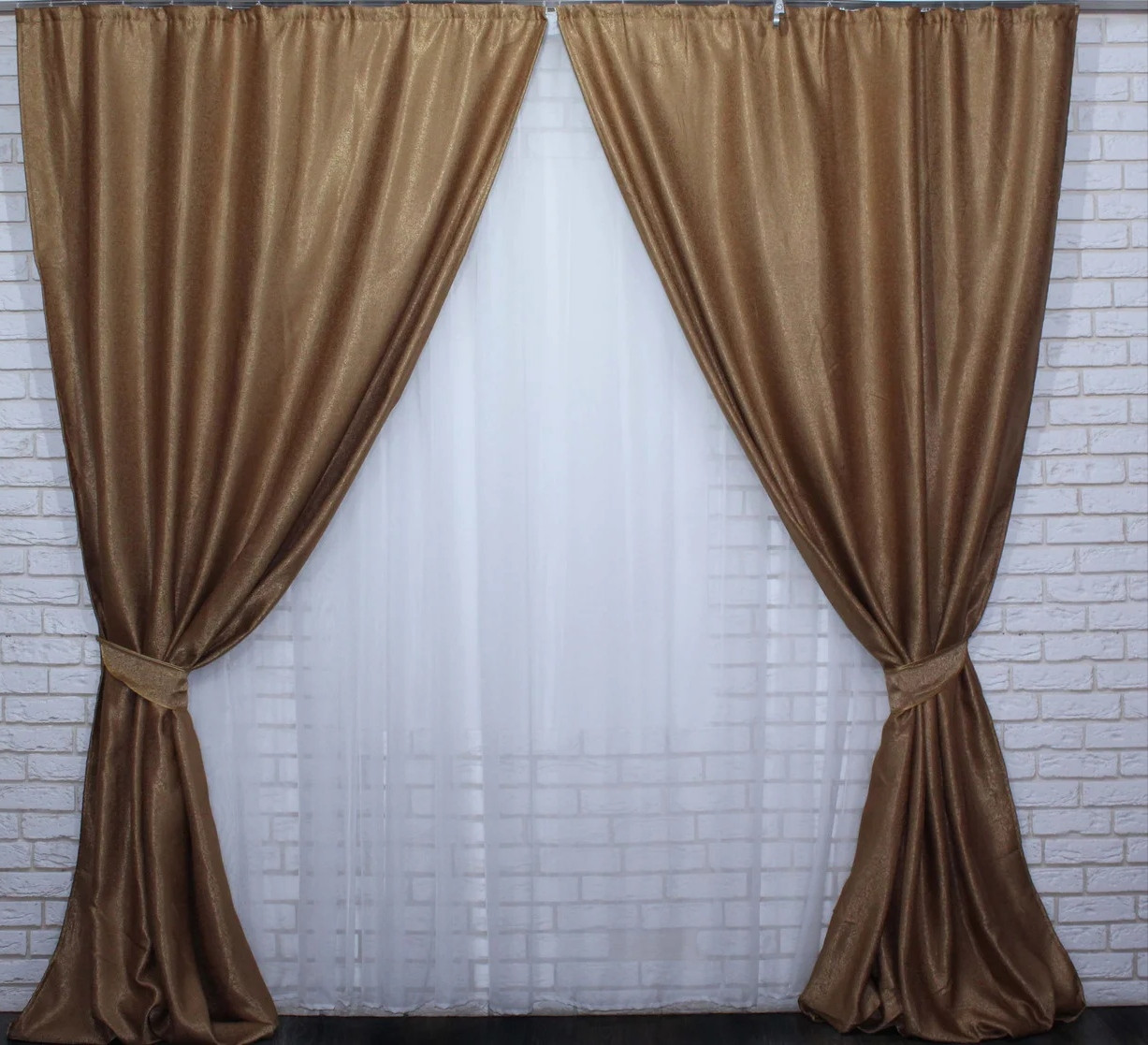 

Комплект штор Chtextil з тканини блекаут -софт Люкс Светло-коричневый Ширина каждой шторы по 1м