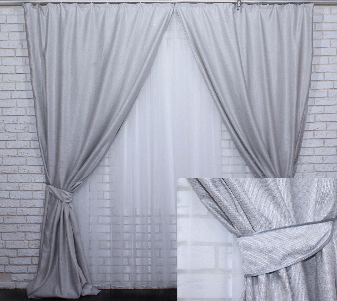 

Комплект штор Chtextil коллекція"Льон Мішковина" колір світло сірий 2 штори шириной по 1м