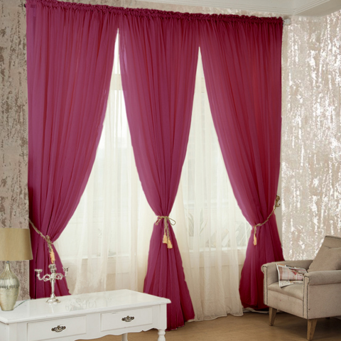 

Шторы Chtextil з шифона. 3 готовые шторы Бордовый