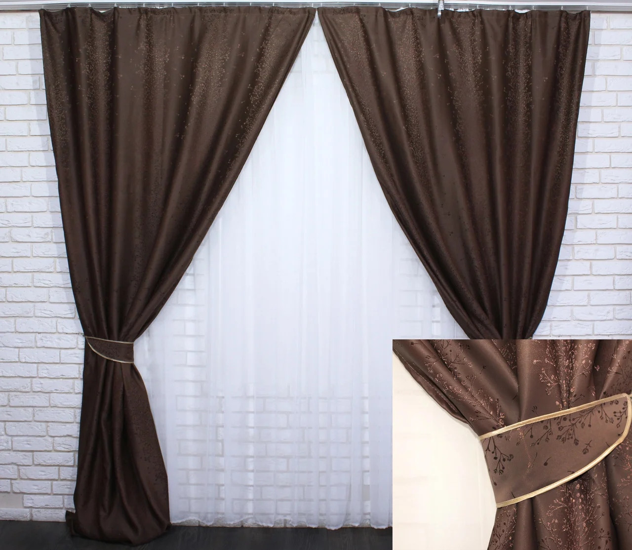 

Комплект штор Chtextil блэкаут Темно коричневый 2шт x2.5м
