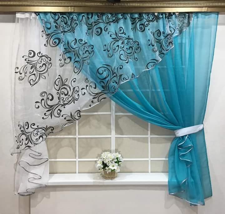 

Комплект штор Chtextil сакура Бирюзовый с белым
