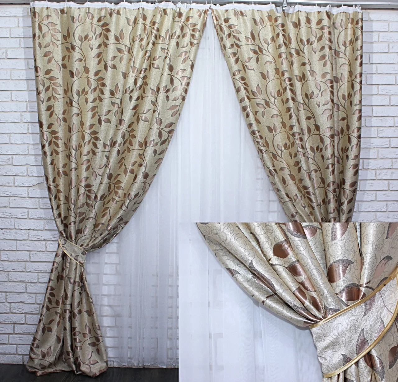 

Комплект штор Chtextil блэкаут Бежевый Ширина каждой шторы по 1.5м