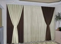 

Комплект штор и тюли Chtextil Коричневый с бежевыим Ширина карниза 2-2.5м