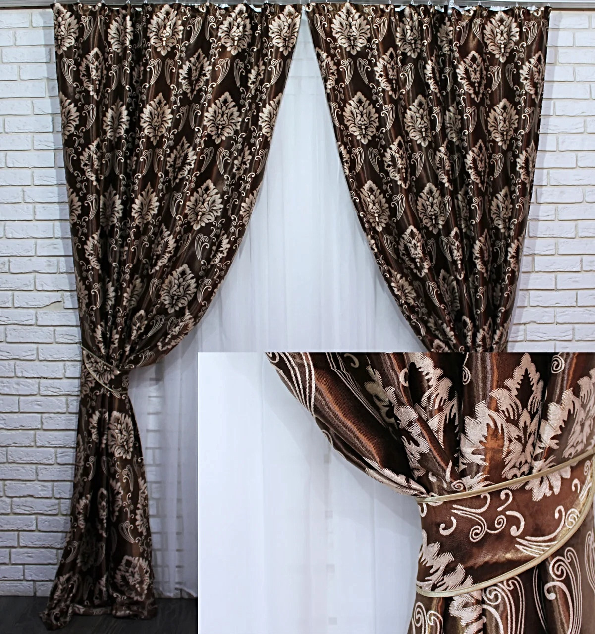 

Комплект штор Chtextil блэкаут Коричневый Ширина каждой шторы по 1м