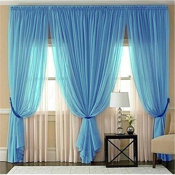 

Шторы Chtextil з шифона Ниагара Голубой с молочным
