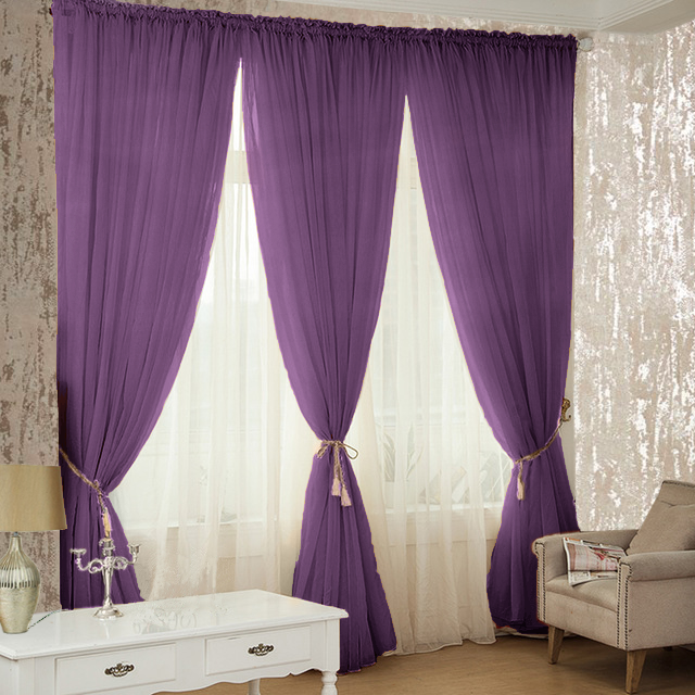 

Шторы Chtextil з шифона. 3 готовые шторы Фиолетовый