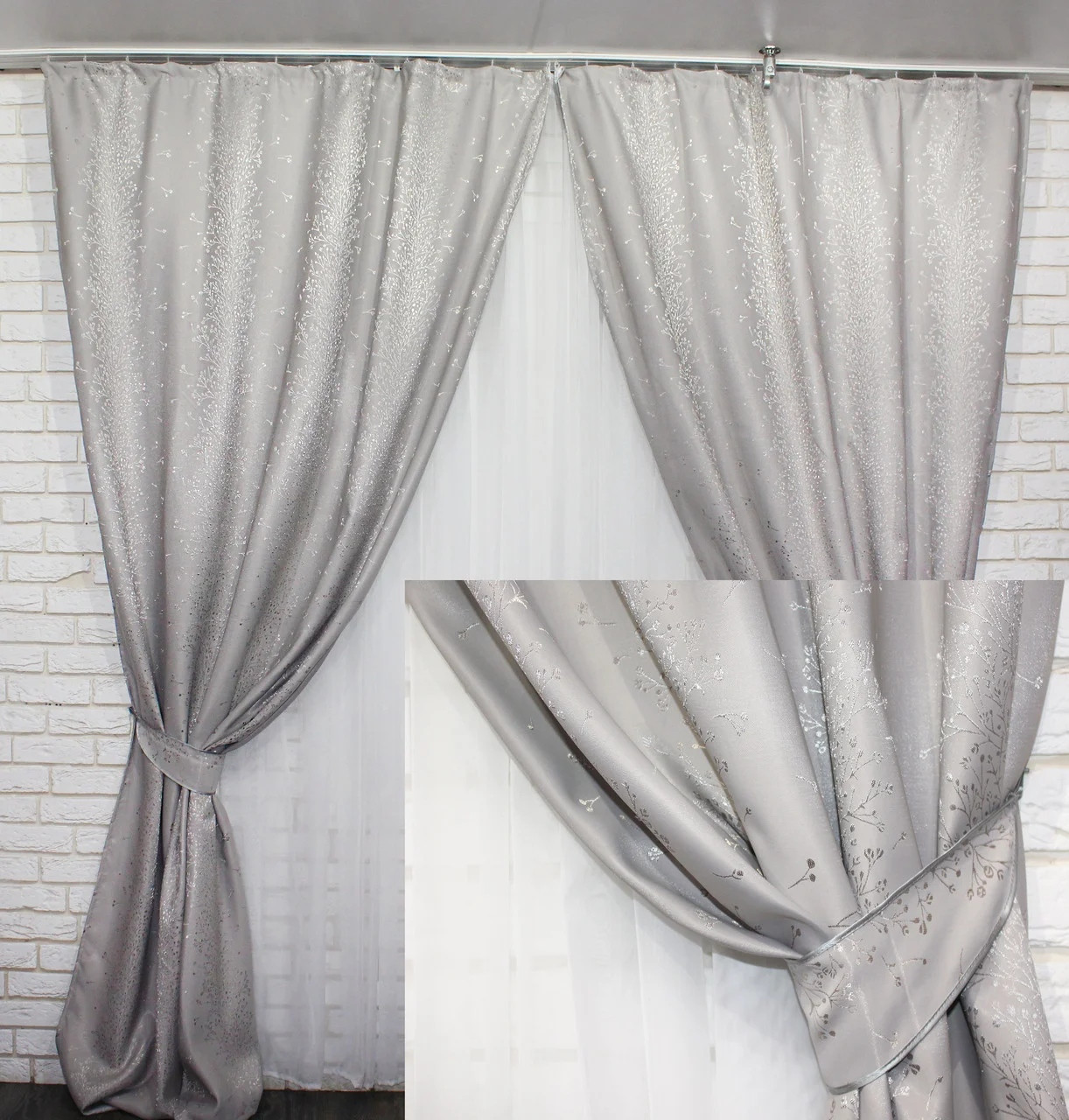 

Комплект штор Chtextil блэкаут Светло серый Ширина каждой шторы по 1м