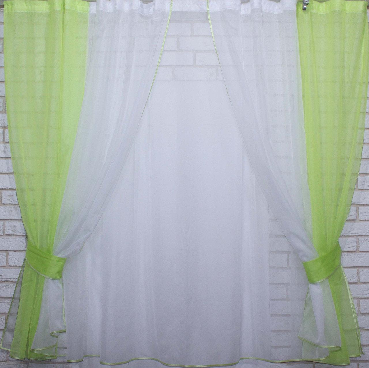 

Кухонные шторы и тюль Chtextil белый с салатовым