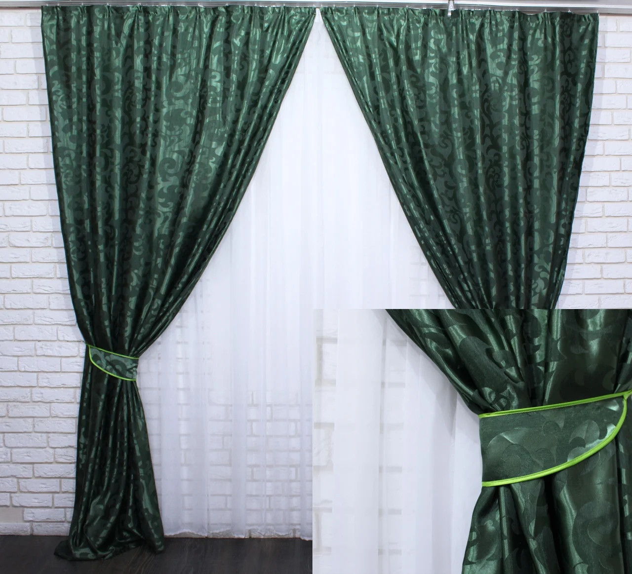 

Комплект жаккардовых штор Chtextil Зеленый