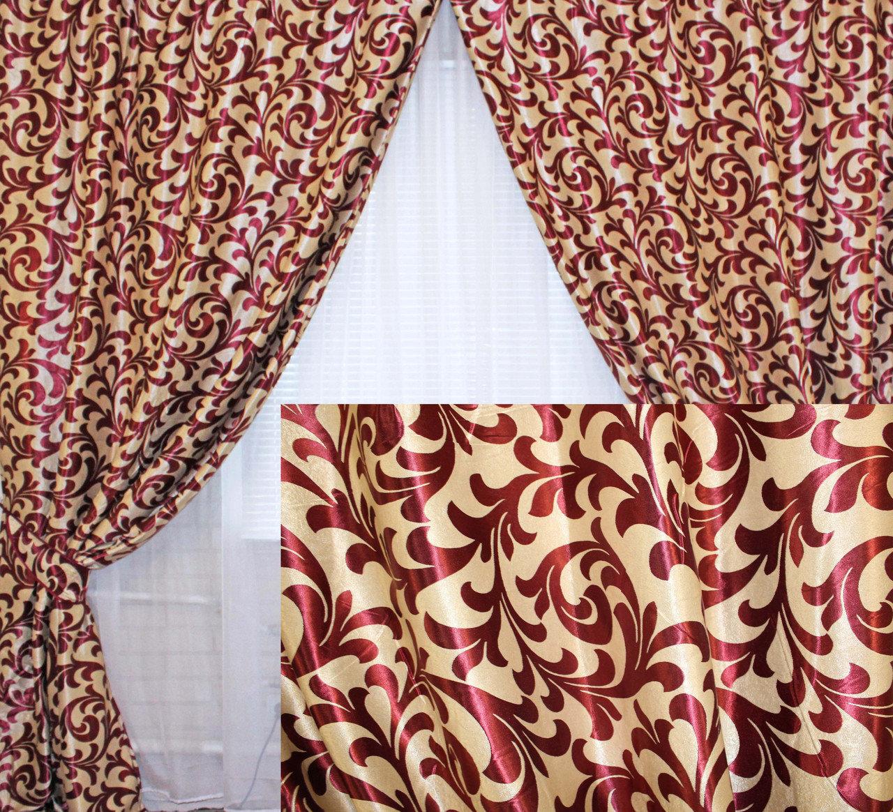 

Шторы блэкаут Chtextil "Вензель", двусторонний. Цвет бордовый