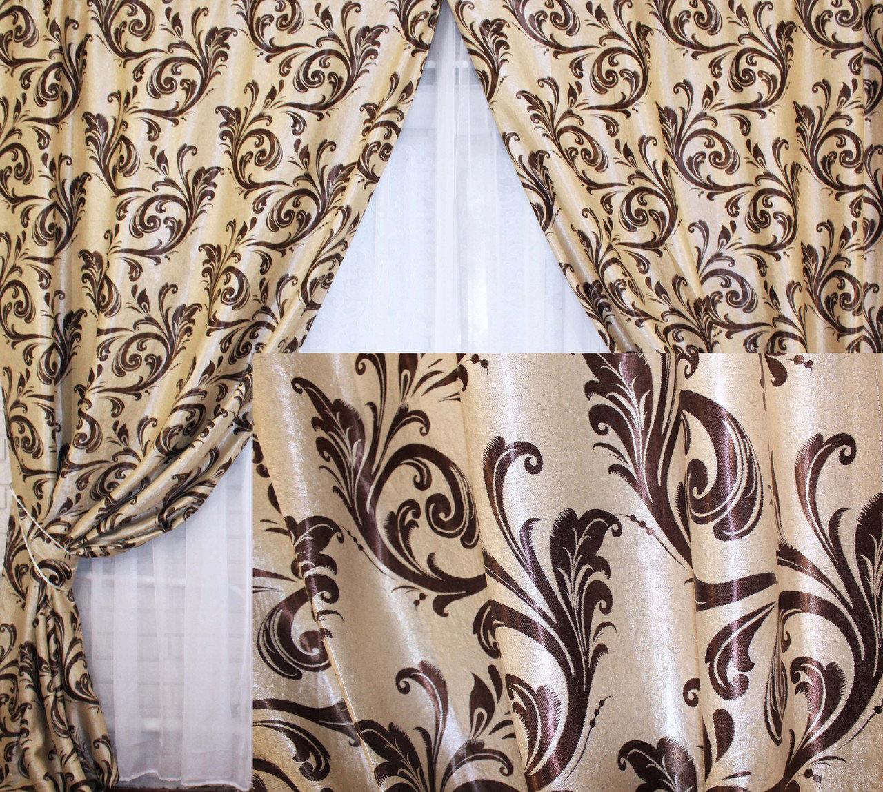 

Комплект штор блекаут Chtextil "Вензель" . Колір бежевий 101ш (Б)