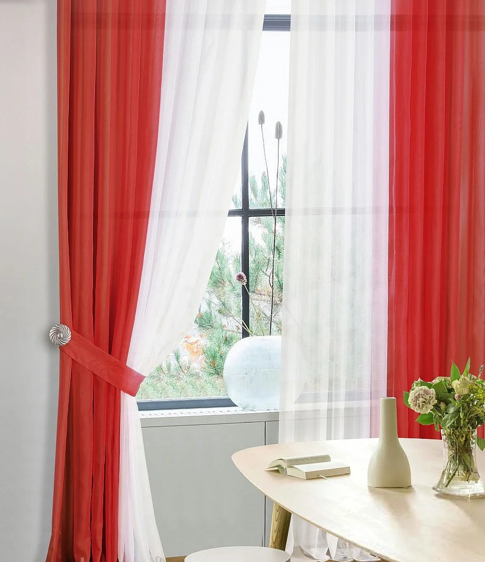 

Шторы Chtextil из вуали, цвет красный и белый