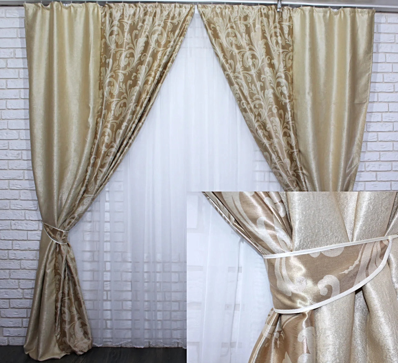 

Комбинированные шторы Chtextil из ткани блекаут Бежевый