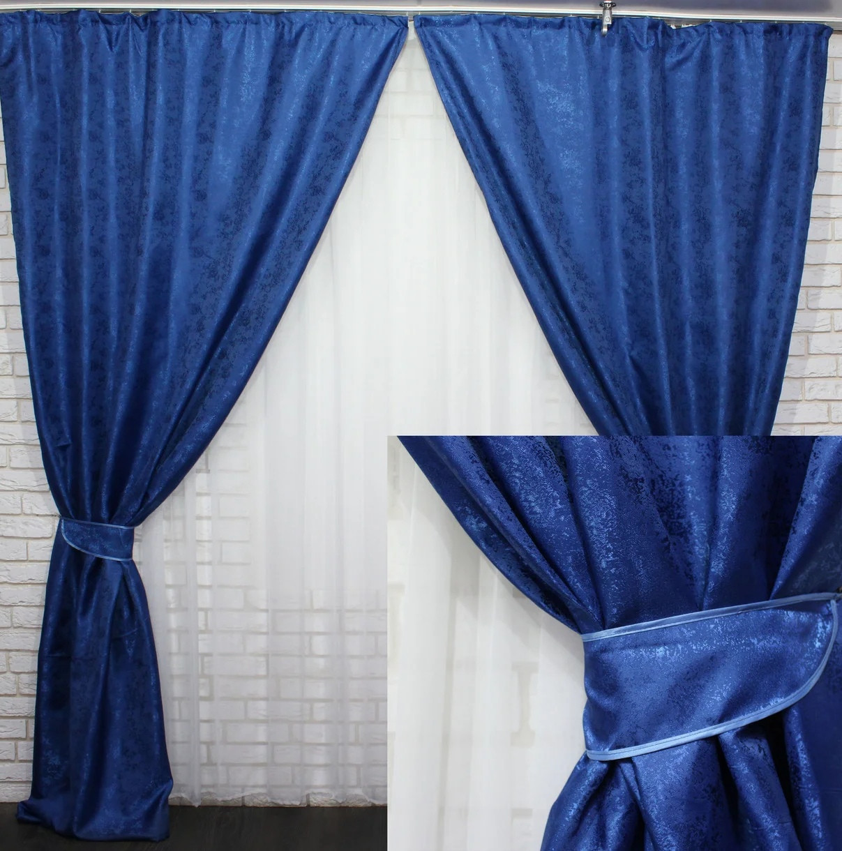 

Комплект жаккардовых штор Chtextil Синий
